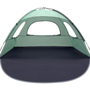 WhiteFang Beach Tent Anti-UV Portable Sun Shade Shelter for 3/4/6/8 Person, Extendable Floor with 3 Ventilating Mesh Windows Plus Carrying Bag, Stakes and Guy Lines (Mint Green)
