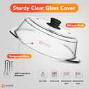 Tall Glass Microwave splatter cover | Sturdy clear 100% food safe BPA free glass lid with easy grip silicone handle | Heavy-duty glass for longer life, Dishwasher safe for easy cleaning - 10.5in