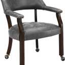 LEEMTORIG Large Dining Chairs with Casters and Arms, Rolling Dining Chairs with Wheels, Accent Game Chairs, Boss Caption's Chairs, 26"D x 25.2"W x 31.5"H, Espresso Legs & Dark Grey Fabric SY-318-GY