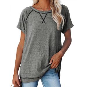 Aokosor Summer Tops for Women Casual 2025 Loose Fitting Outfits Workout (Gray, S)