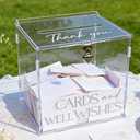 Clear Acrylic Card Box with Lock & Slot, Transparent Elegant Wedding Card Boxes for Reception, DIY Money Envelop Gift Cards Box for Party Graduation Wedding Birthday Bridal Shower Table Decor