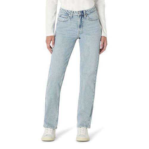 Amazon Essentials Women's High-Rise Straight Leg Jean, Iced Light Wash, 6