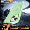 WRJ Magnetic Case for iPhone 13,iPhone 14 Case with Screen Protector, Magnetic Translucent [Compatible with Magsafe] Slim Anti-Fingerprints Shockproof Protective Cover for Women Men-Matcha Green