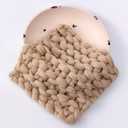 Newborn Photography Props Chunky Blanket Handmade Knitted Posing Prop for Baby Boys Girls Photo Shoot Wool Wrap (Beige)