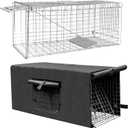37" Live Animal Trap Cage with Cover, Heavy Duty Folding Raccoon Traps, Humane Cat Trap for Stray Cats, Raccoons, Squirrel, Skunk, Mole, Groundhog, Armadillo, Rabbit, Catch and Release