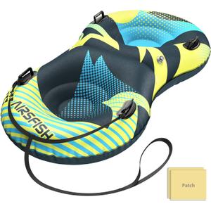 Snow Tube with Towable Leash, AirsFish Inflatable Snow Sled Heavy Duty Cover Wear-Resistant & Antifreeze Material Sledding Tubes for Winter Sports
