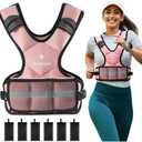 Adjustable Weighted Vest for Men and Women 4-10lb/11-20lb/20-32lb Vest with 6 Ironsand Weights, Adjustable Body Weight Vest Exercise Set for Strength Training,Cardio,Running, Walking (pink)