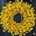 26 Inch Artificial Yellow Forsythia Wreath for Front Door, Large Faux Forsythia Wreath Spring Summer Flower for Fireplace Farmhouse Wall Window Home Outdoor Decorations