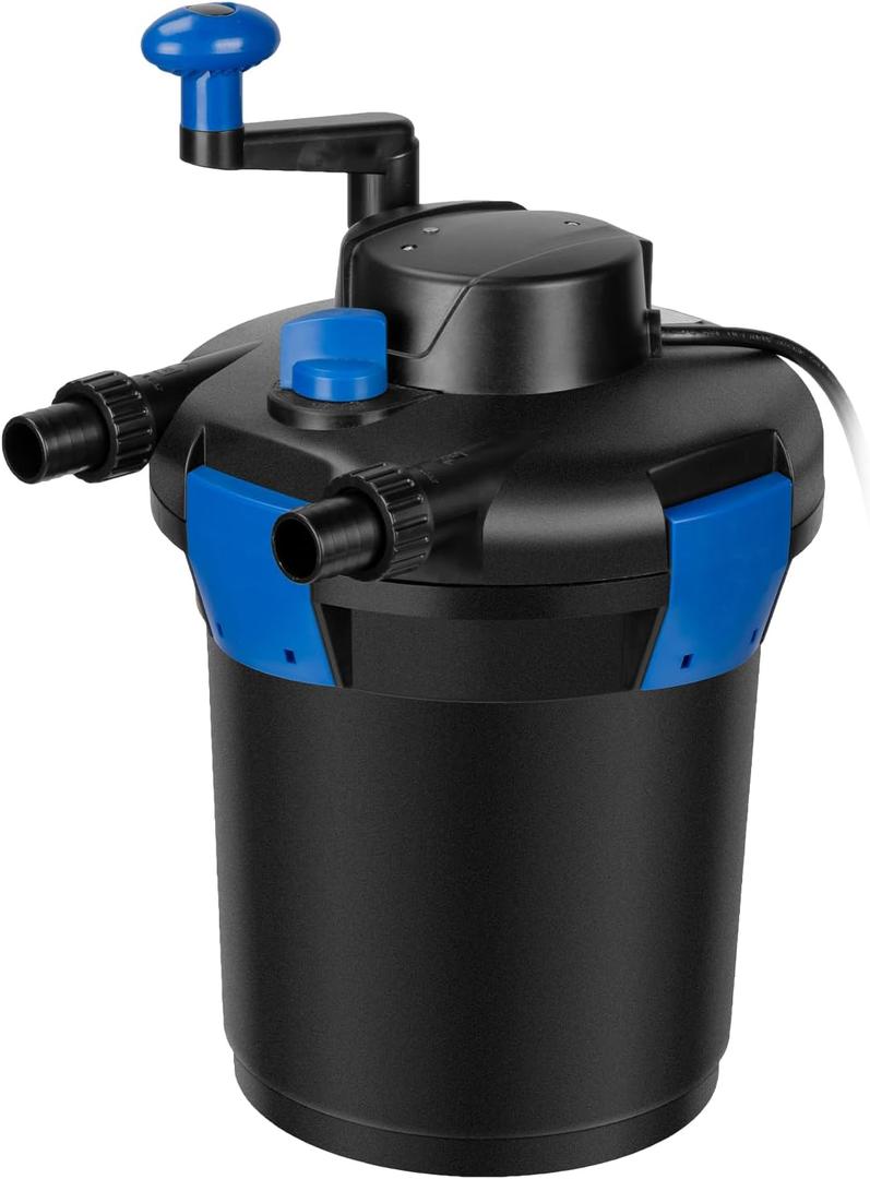 Anbull Bio Pressure Pond Filter, 1060GPH Pressurized Biological Pond Filter with 9watt Light, Pond Filter System with Convenient Cleaning Crank Handle for Fountain Pool, Koi Fish Aquarium Tank