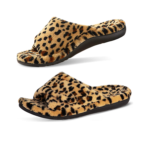 GRITHEIM Women's Orthotic Arch Support Slippers Fuzzy Adjustable Orthopedic Slippers for Plantar Fasciitis Furry Slide for Ladies 9