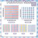 Crtiin 100 Pcs Pastel Gingham Napkins 5x5 Inch Scalloped Disposable Paper Napkins Checkered Dessert Cocktail Napkin for Birthday Wedding Baby Shower Summer Party Supplies