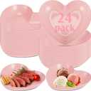 Domensi 24 Pcs Valentines Heart Shaped Bowls 8.66 Inch Heart Shaped Wheat Straw Plates Bulk Unbreakable for Dinner Appetizer Sauce Dish Dipping Snack Sushi Salad Fruit Dessert Steak Serving(Pink)