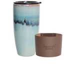 Bosmarlin Ceramic Trave Coffeel Mug with Lid, 21 oz, Portable Coffee Cup for Car Cup Holder, Microwave and Dishwasher Safe, Reactive Glaze Blue