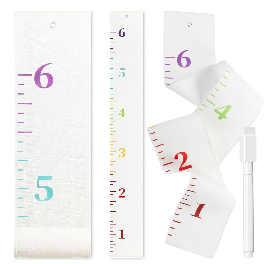 2 Pcs Height Growth Chart Wall Canvas Height Measurement 6 ft Measure Ruler Tape Growth Tracker Board with a Pen for Nursery Wall Decor Gifts