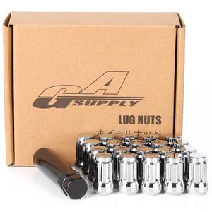 GAsupply 1/2 x 20 Lug Nuts, 1/2''-20 Closed End 6 Spline Tuner Lug Nut Set 1.38" 35mm Tall Conical Seat 60 Degree Lug Nuts, 20 Pack+1 Socket Key (Silver)
