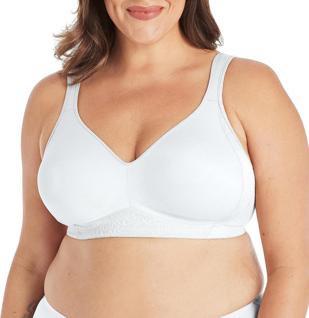 PLAYTEX Women's Wireless Bras for Women - 18 Hour No Underwire Bra - Side & Back Smoothing - Full Coverage (White), Size 38C