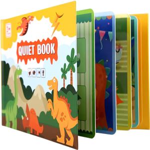 Busy Board from 1 Year Busy Book, Quiete Book Tranquility Book Montessori for Toddlers, Puzzle Book Educational Toys, Kids Preschool Puzzle Book Toy Book for Kids from 2 Years Old (Dinosaurs)