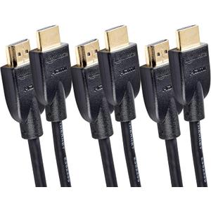 Amazon Basics HDMI Cable, 3-Pack, 10ft, 4K@60Hz, High-Speed 4K HDMI 2.0 Cord (18Gbps), 2160p, 48 bit, Compatible with TV/PS5/Xbox/Roku, Black