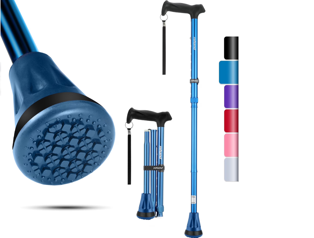 Foldable Adjustable Folding Cane for Women, Men, and Seniors, Blue