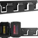 Upgrades 4 Slots Battery Holder Wall Mount fits for Latest Dewalt 18V/20V & Milwaukee 18V Drill,Enlarge Space Universal Fit Heavy-Duty Solid Steel M18 Tool Battery Storage Rack,Keep Tool in Organizer (6.0Ah and More)