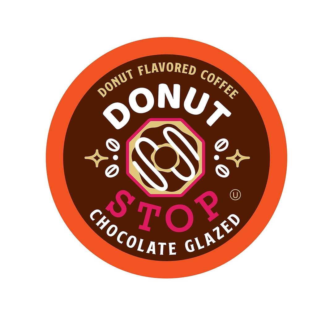 Donut Stop Flavored Coffee Pods, Compatible with 2.0 K-Cup Brewers, Chocolate Glazed Flavor, 40 Count (EXP 11/30/27)