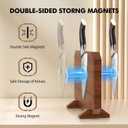HOSHANHO Magnetic Knife Block, Thickened Acacia Wood Kitchen Knife Holder Stand with Strong Magnets, Multifunctional Double Side Knife Storage Organizer for Kitchen Counter