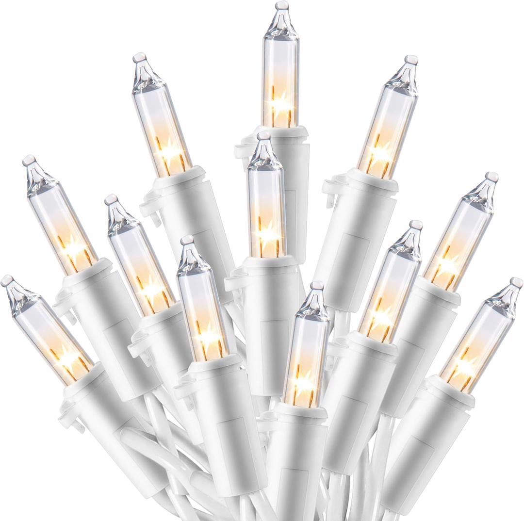 JOIEDOMI Christmas String Lights Indoor,100 Count Mini Warm Fairy Light,21.5FT Lighting Decor for Patio Dorm Classroom Bedroom Holiday Wedding Party Garland Birthday Festival Valentines Day,White Wire