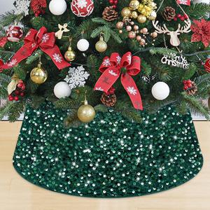 MODFUNS 28.8 Inch Green Christmas Tree Collar Large Sequins Xmas Tree Collars Glitter Christmas Tree Ring Sparkly Velvet Tree Skirt Box Vintage Tree Stand Collar for Xmas Party Christmas Tree Skirt