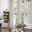 Cream Sheer Linen Curtains 156 Inches Long for High Ceiling Living Room Bronze Grommet Eyelet Drape Semi Sheer Ivory Natural Extra Long 156 Inch Curtain for 2 Story Large Windows Sliding Door 1 Panel