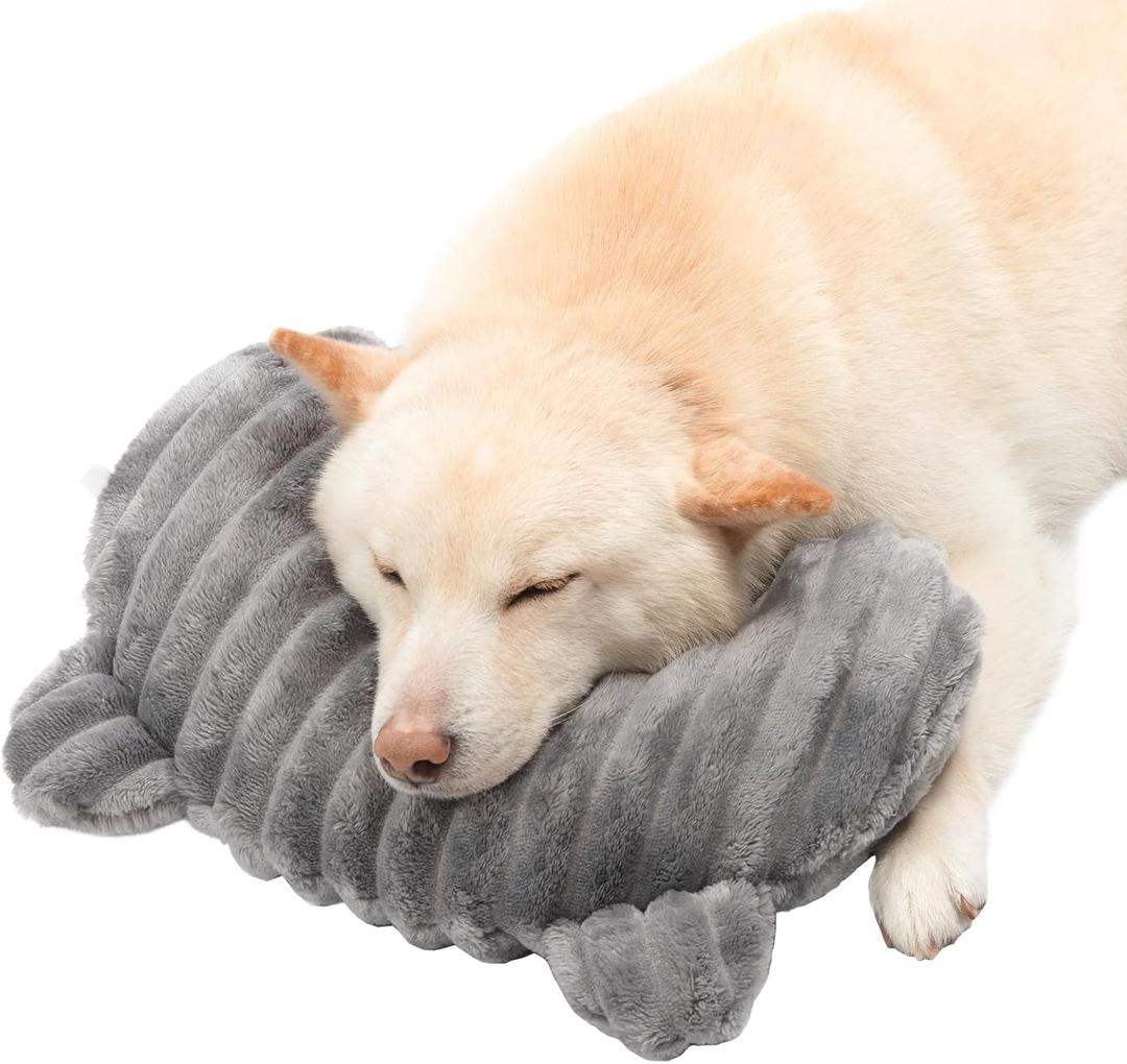Jiupety Dog Calming Pillow, Soft and Neck-Friendly, Washable Pet Neck Pillows for Small Medium Large Dogs and Cats, 14" x 9", Gray