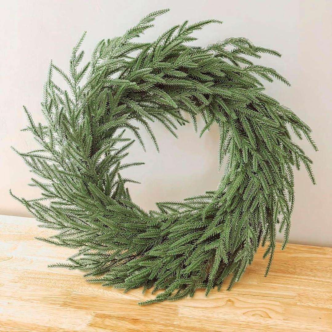 26 Inch Christmas Wreath for Front Door, Thickened Norfolk Pine Wreath Outdoor Indoor - Large Artificial Green Wreaths for Windows, Walls, Farmhouse Christmas Decorations