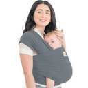 KeaBabies Baby Wrap Carrier - All in 1 Original Baby Carrier Newborn to Toddler Sling, Easy to Wear, Hands Free Bonding, Lightweight, Breathable Infant Wraps (Midnight Gray) (One Size (Pack of 1))