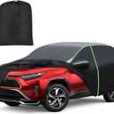 Mixsuper Liner Car Cover for Toyota RAV4 1994-2026, 7 Layers Waterproof Car Cover Accessories for RAV4 with Zipper Door, Windproof Straps, Reflective Strips, Anti-UV, All Weather