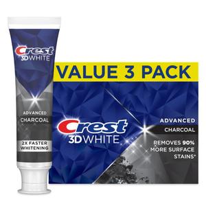 Crest 3D White Advanced Charcoal Teeth Whitening Toothpaste with Fluoride, 3.3 oz, Pack of 3 Crest 3D White Advanced Charcoal Teeth Whitening Toothpaste with Fluoride, 3.3 oz, Pack of 3