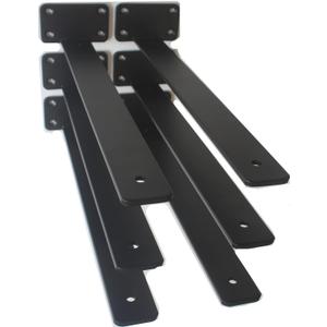 6 Pack - 16 inch Black Hidden L Shelf Bracket (1/5 Inch Thicked) Iron Floating Shelf Brackets Rustic Industrial Metal Brackets for Shelf Support