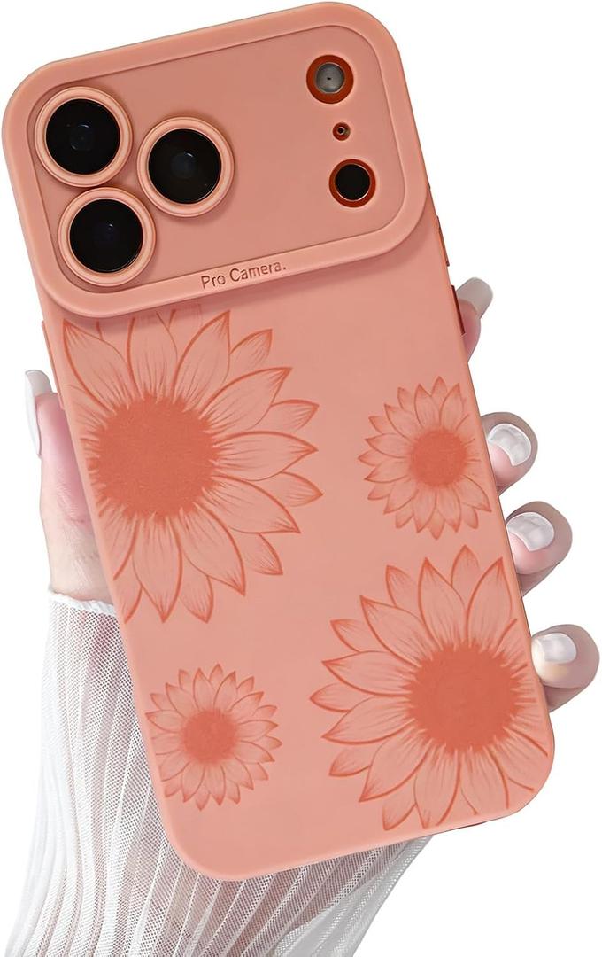 for iPhone 17 Pro Max Case Pink Flowers Floral Print | Shockproof Soft Silicone TPU Protective Cover for Girls Women, Fashion Design with Camera Protection, Wireless Charging