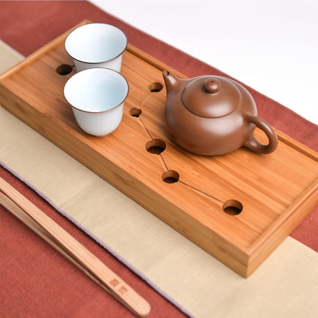 Seven Stars Bamboo Tea Tray 11.8x4.84x1.38in Gongfu Tea Tray Chinese Tea Set Japanese/Chinese Gongfu Tea Table Home Furnishing Serving Water Storage Bamboo Tea Table