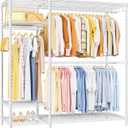 Ulif F7 Garment Rack, Heavy Duty Clothes Rack, Clothing Racks for Hanging Clothes, 6-Tiers Freestanding Portable Closet Storage Rack 58'' W 14.6'' D 76.6'' H, Max Load 800 Lbs, White