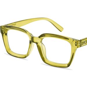 IBOANN Oversized Blue Light Glasses for Woman, Funky Fashion Glasses With Preppy Look, Reduce Screen Fatigue Computer Glasses (Medium, Olive Green)