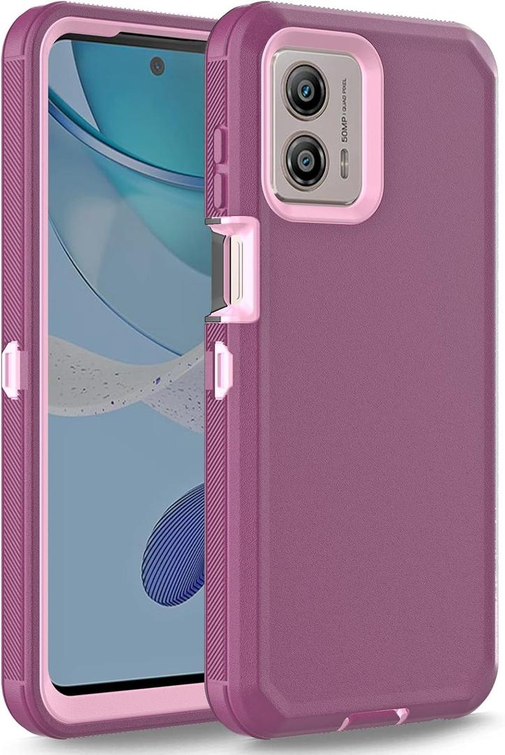 Anloes Case for Moto G 5G 2023, Motorola G 5G 2023 Phone Case Heavy Duty Shockproof Dustproof Rugged Defender Protective, 3 in 1 Bumper Cover Black(Without Screen Protector) (Purple)