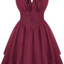 Scarlet Darkness Corset Mini Dress for Women Teens 2026 Summer Ruffle Sundress Graduation Homecoming Dresses (Large, Wine Red)