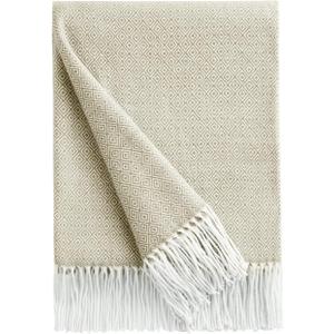 BOURINA Throw Blanket Decorative Faux Cashmere Fringe Lightweight Throw Soft Cozy for Bed or Sofa Outdoor Blanket, 50" x 60" Light Beige
