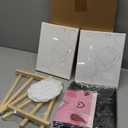 Feifeiyu 17 Pcs Valentines Sip and Paint Kit for Adults 8x10 Couple Painting Kit Art Pre Drawn Canvas Paint for Adults Date Night Party Favor Supplies Galentines Gifts(Clink Glasses)