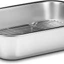 Stainless Steel Turkey Roasting Pan with Rack & Handles, Heavy Duty Food-Safe Turkey Pan Dishwasher Safe, Perfect for Cooking Turkey and Steak for Thanksgiving and Christmas (Standard)