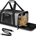 Petskd Pet Carrier 17x13x9.5 Southwest Airline Approved,Pet Travel Carrier Bag for Small Cats and Dogs, Soft Dog Carrier for 1-15 LBS Pets,Dog Cat Carrier with Safety Lock Zipper (Grey)