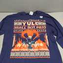 Yule Shall not Pass Fantasy Wizard Holiday Pun Funny Xmas Long Sleeve T-Shirt, M, Royal Blue