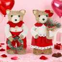 Lulu Home 2 Packs Valentine's Day Decorations, Xmas Bears Tabletop Ornaments for Mantel Fireplace Window Sill Holiday Christmas Indoor Decor & Gifts