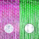 4 Pack Pink and Green Party Decoration 3.3 x 6.6 ft Witch Hat and Diamond Tinsel Foil Fringe Curtain Witch and Princess Booth Photo Backdrop Backgrounds String for Birthday Party Supplies
