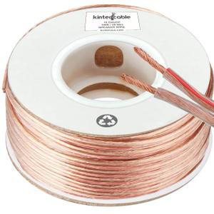 Kinter Cable 100ft 16-Gauge Audio Stereo Speaker Wire Cable, 100 Feet, 30.48 Meters, 2 Conductor, Polarity Marked, Flexible Clear PVC, CCA, Home Theater, HiFi, Surround or Auto Amps Kinter Cable 100ft 16-Gauge Audio Stereo Speaker Wire Cable, 100 Feet, 30.48 Meters, 2 Conductor, Polarity Marked, Flexible Clear PVC, CCA, Home Theater, HiFi, Surround or Auto Amps