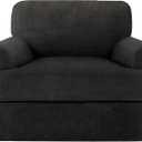 T Cushion Chair Covers with Arms Super Stretch Chair Slipcover for Living Room Pet Dog Universal Slip Cover Anti Slip Armchair Furniture Protector (Black, 1 Cushion)